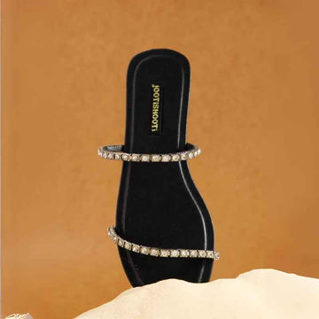Baguette Glow – Crystal Strap Flats For Women